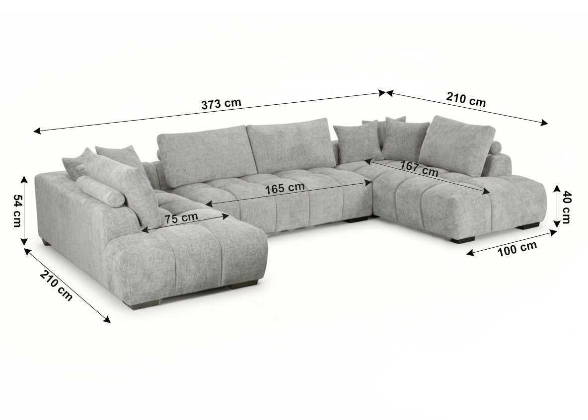 Sofa Rinconera Chaise Longue G-Silver 372cm