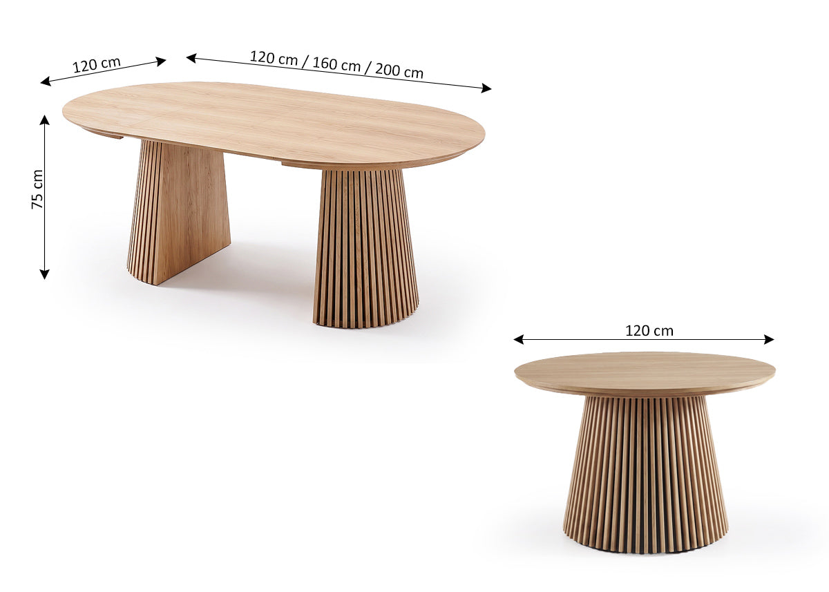 Mesa Redonda Extensible Grecia 200cm. Comedor o Cocina