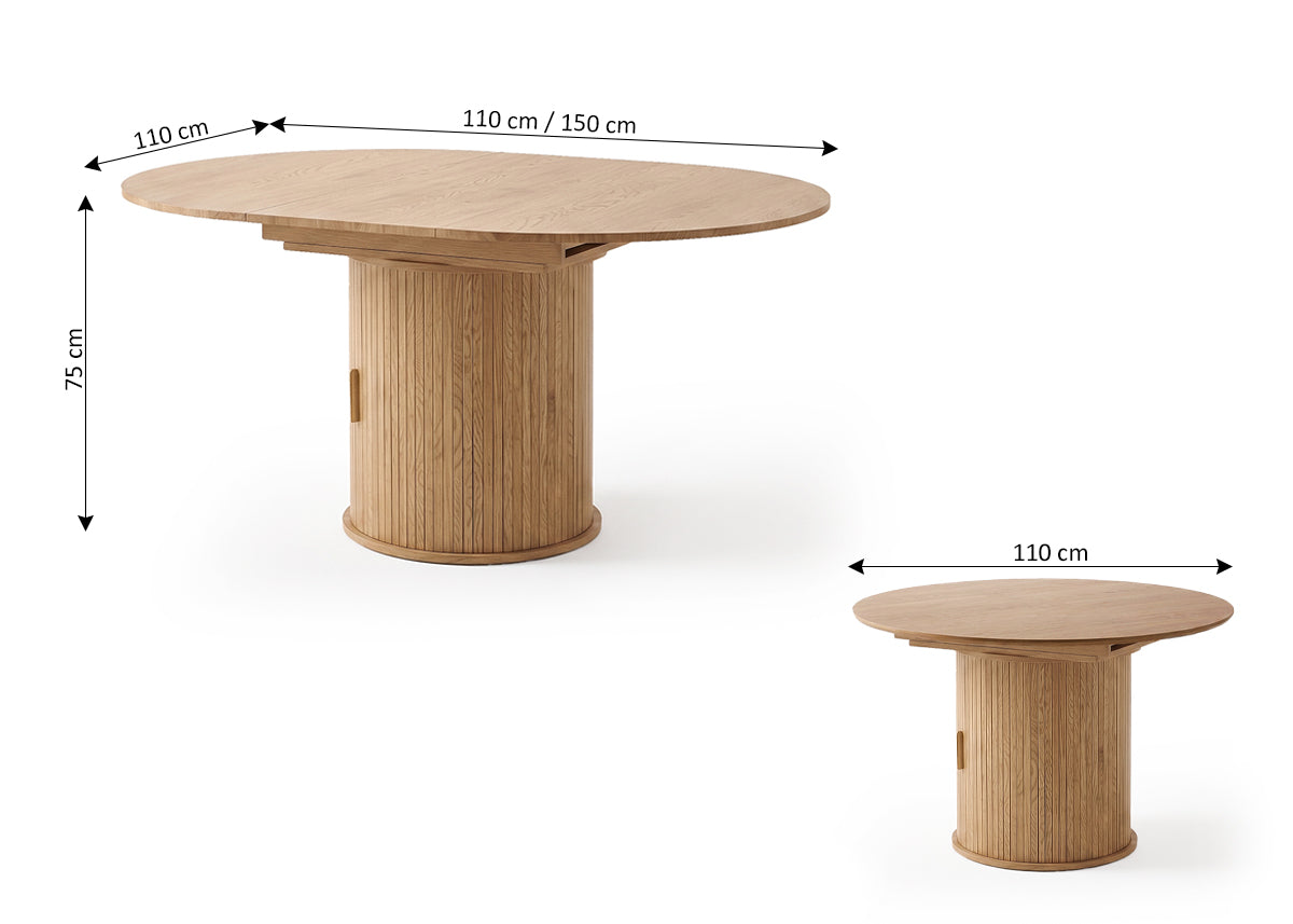Mesa Redonda Extensible Vigo 150cm. Comedor o Cocina