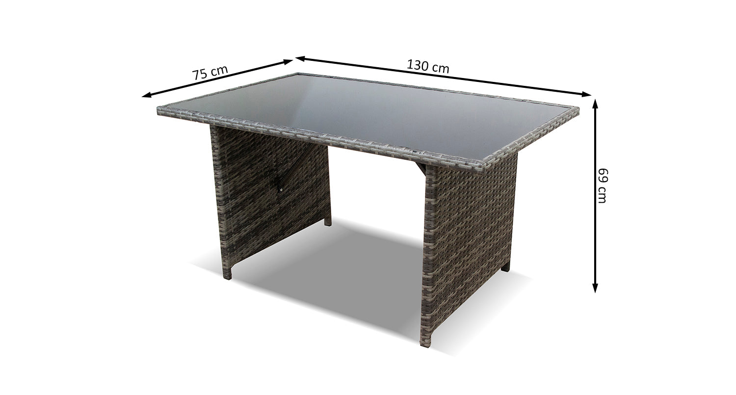 Mesa de Jardin Ratan PE y Cristal Templado. Muebles de Jardin y Terraza