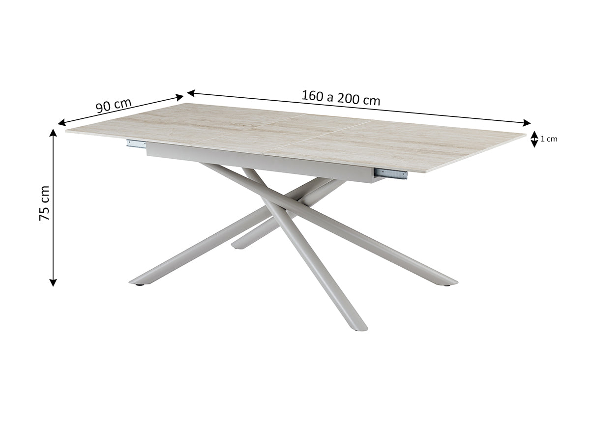 Mesa Extensible Tamar con Acabado Natural 160cm a 200cm. Comedor o Cocina