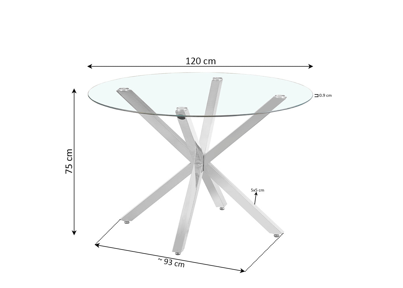 Mesa Redonda de Cristal Templado Aurora 120cm. Comedor o Cocina