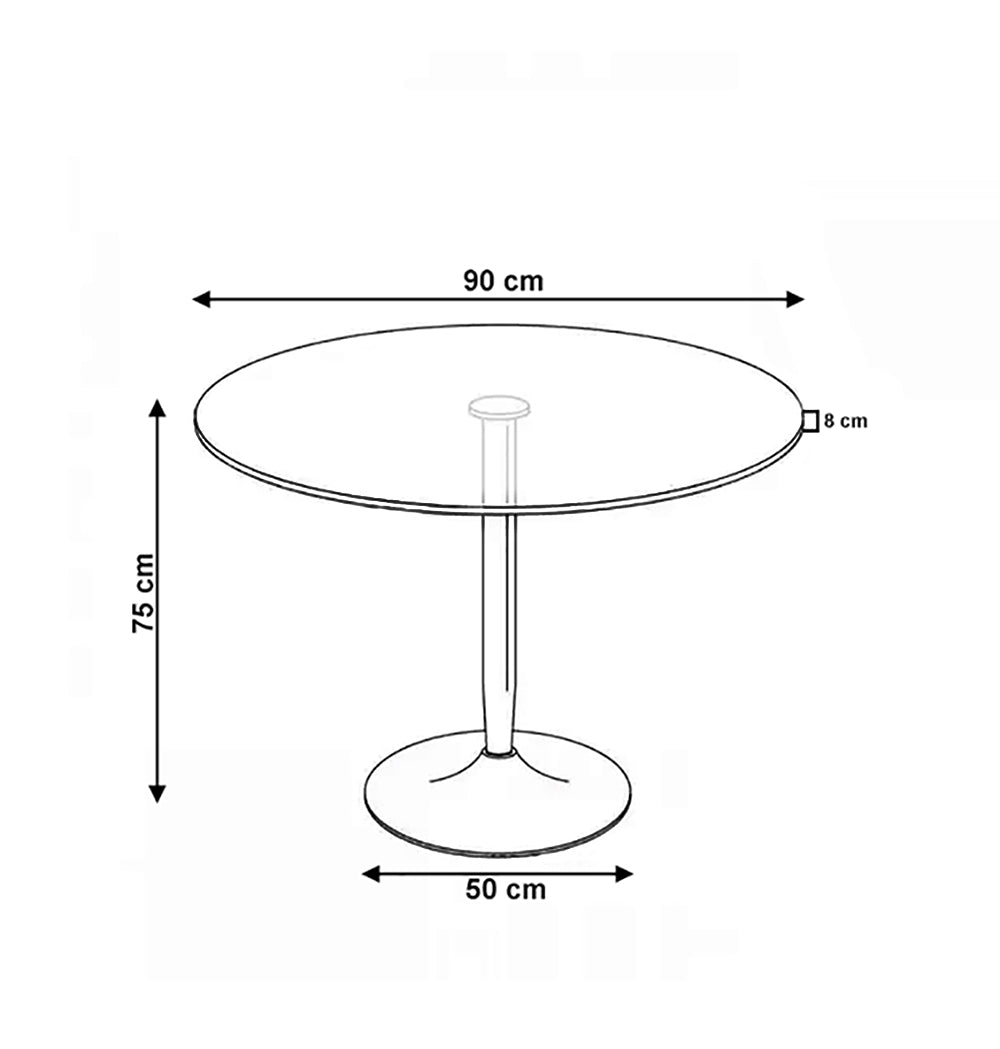 Table ronde en verre trempé 90 cm. Salle à manger ou cuisine