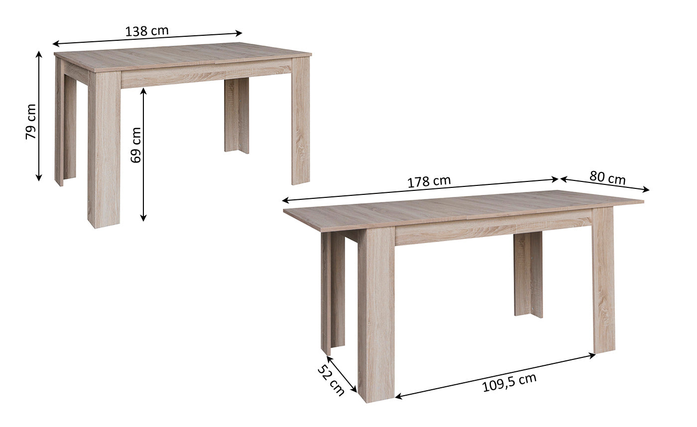 Mesa Extensible de Comedor o Cocina Miramy 178cm