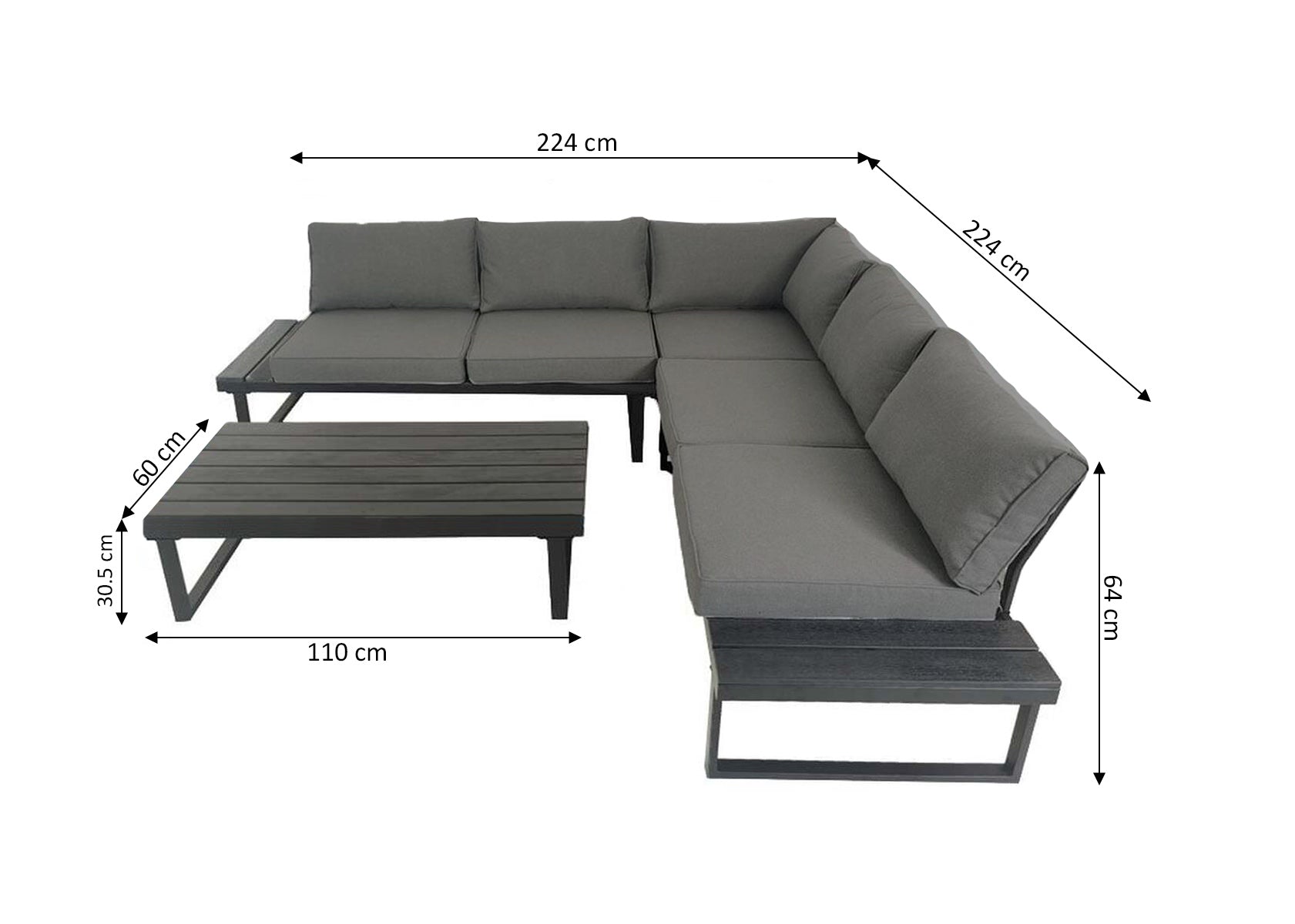 Sofa Rinconera Tahiti + Mesa. Muebles de Jardin y Terraza