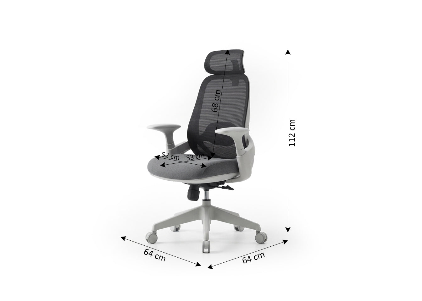 Silla de Oficina Ergonomica con Reposacabezas Kate. Regulable en altura