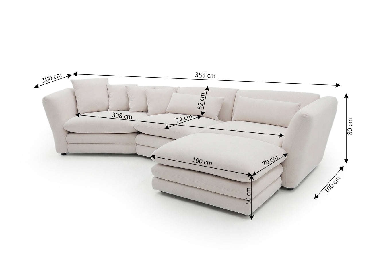 Sofa Modular Chaise Longue Angelina 355cm