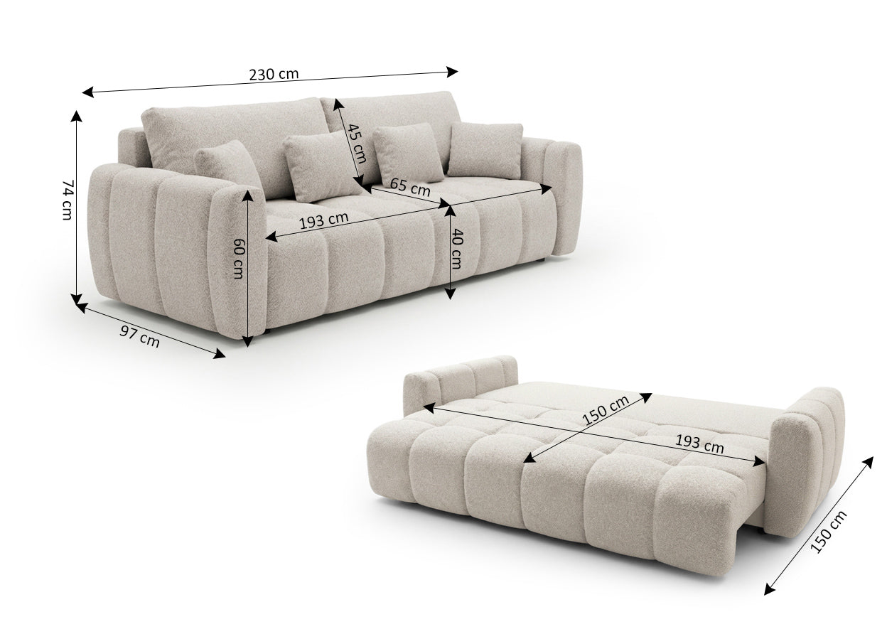 Sofa Cama Belux XF Beige 230cm