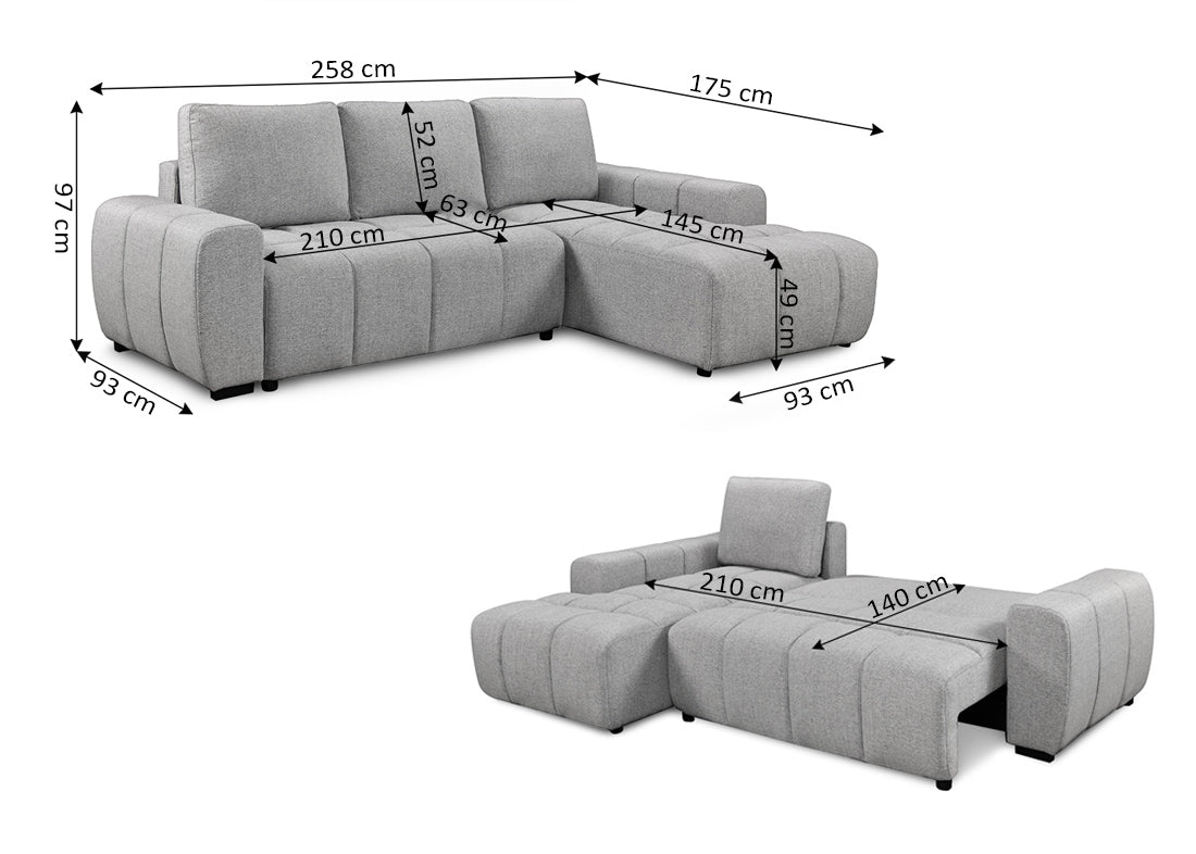 Sofá Cama Chaise Longue com Arcão Nuvola
