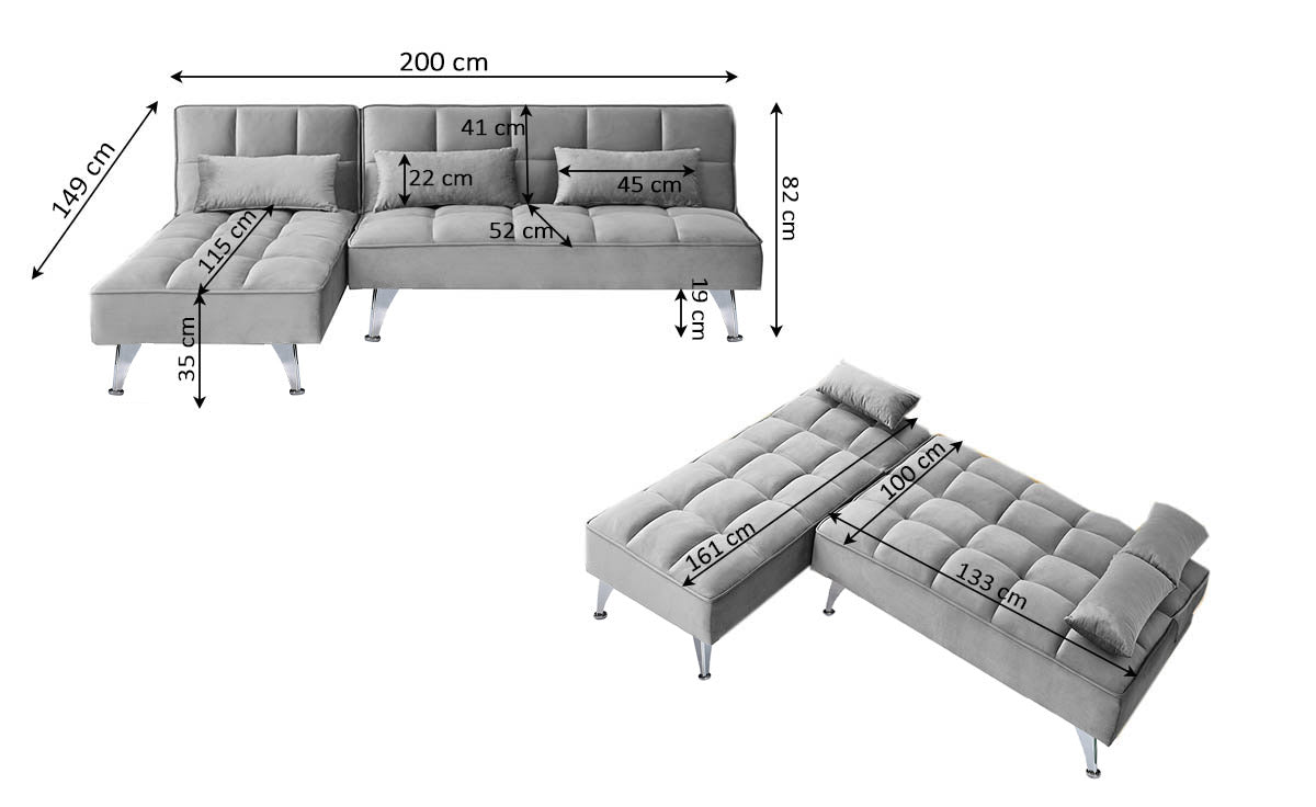 Sofa Cama Chaise Longue Noelia XS 200cm