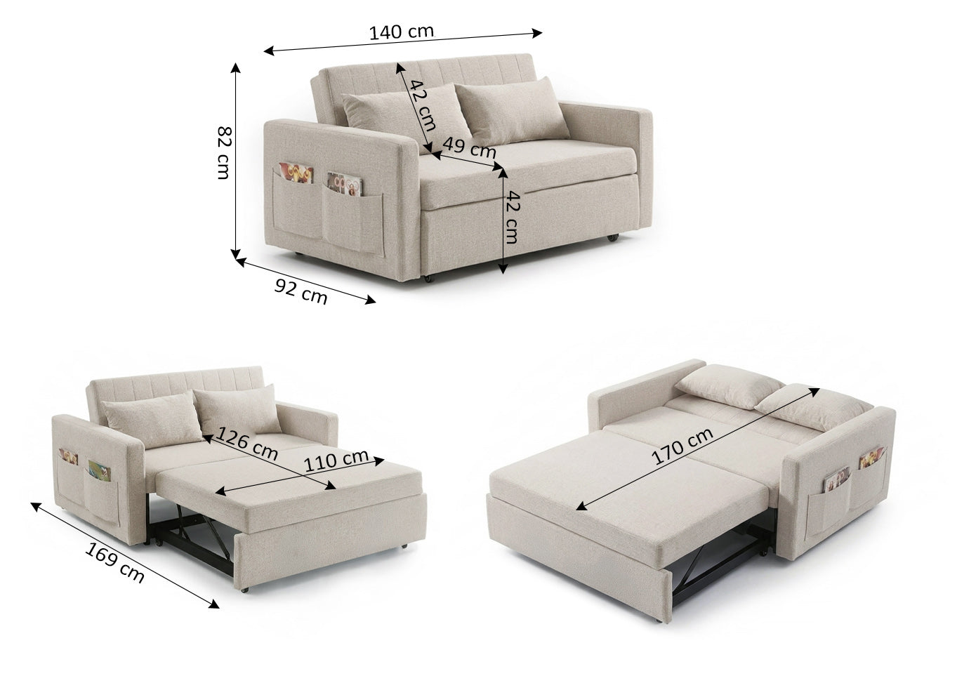 Sofa Cama de Matrimonio Tarantino 140cm