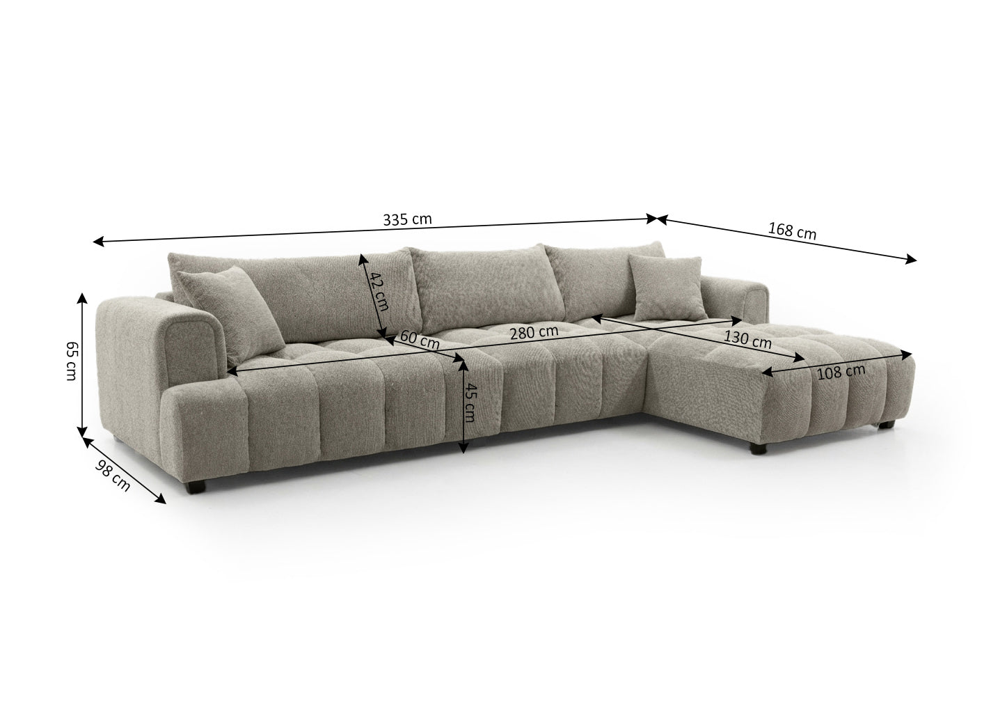 Sofa Chaise Longue Executive Choco 335cm