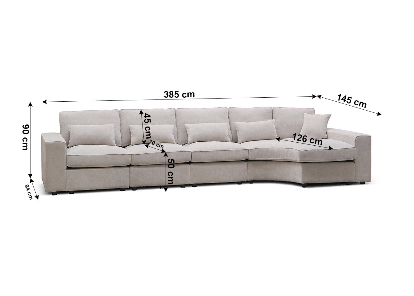Sofa Chaise Longue Clean 385cm