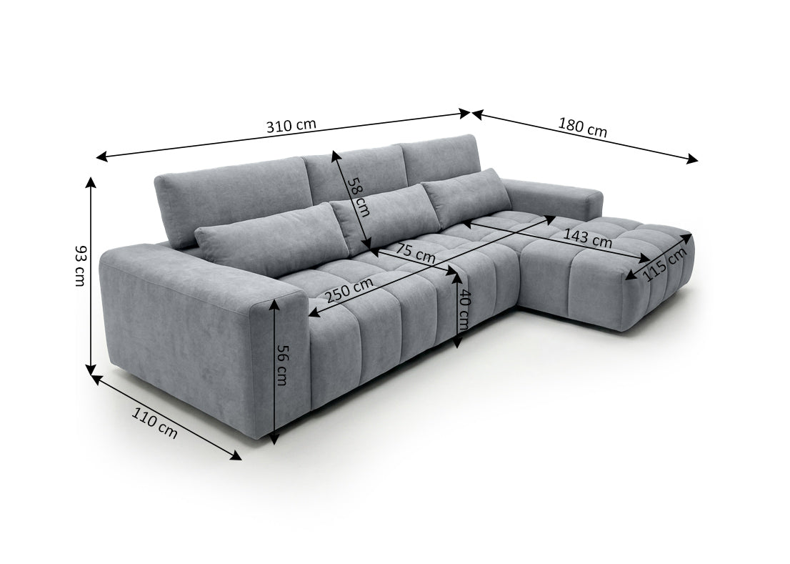 Sofá Chaise Longue Executivo G-Bronze 310cm