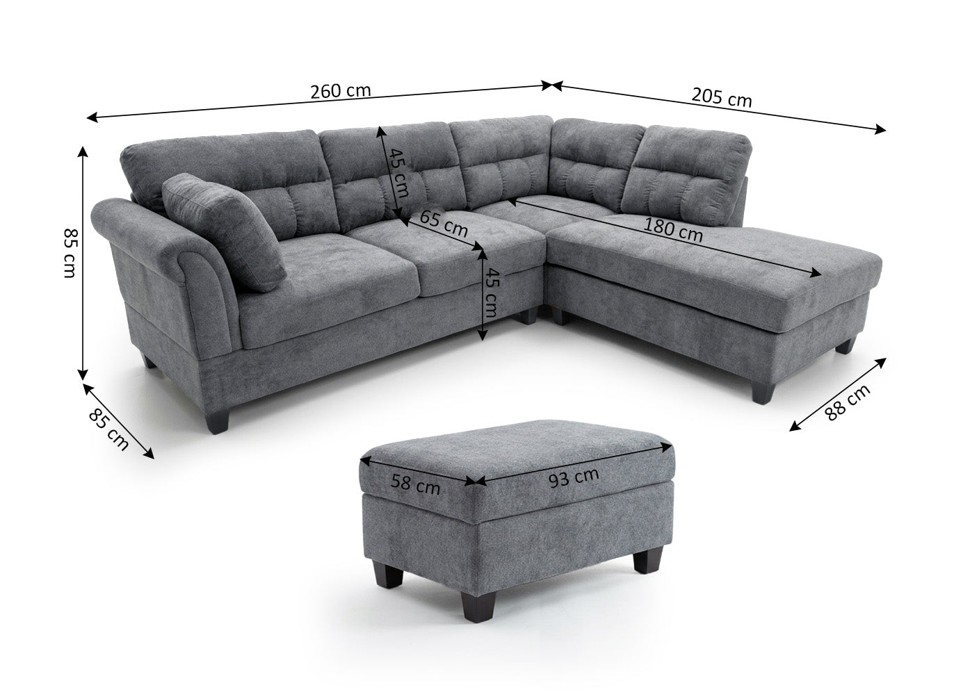 Sofa Rinconera Dama + Ottoman 260cm