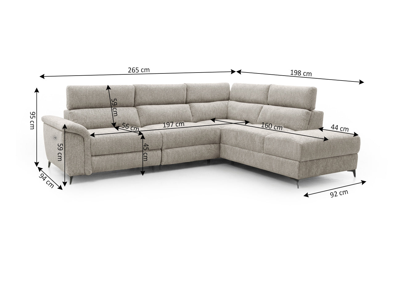 Sofa Rinconera Aaron + Puf con Arcon 265cm