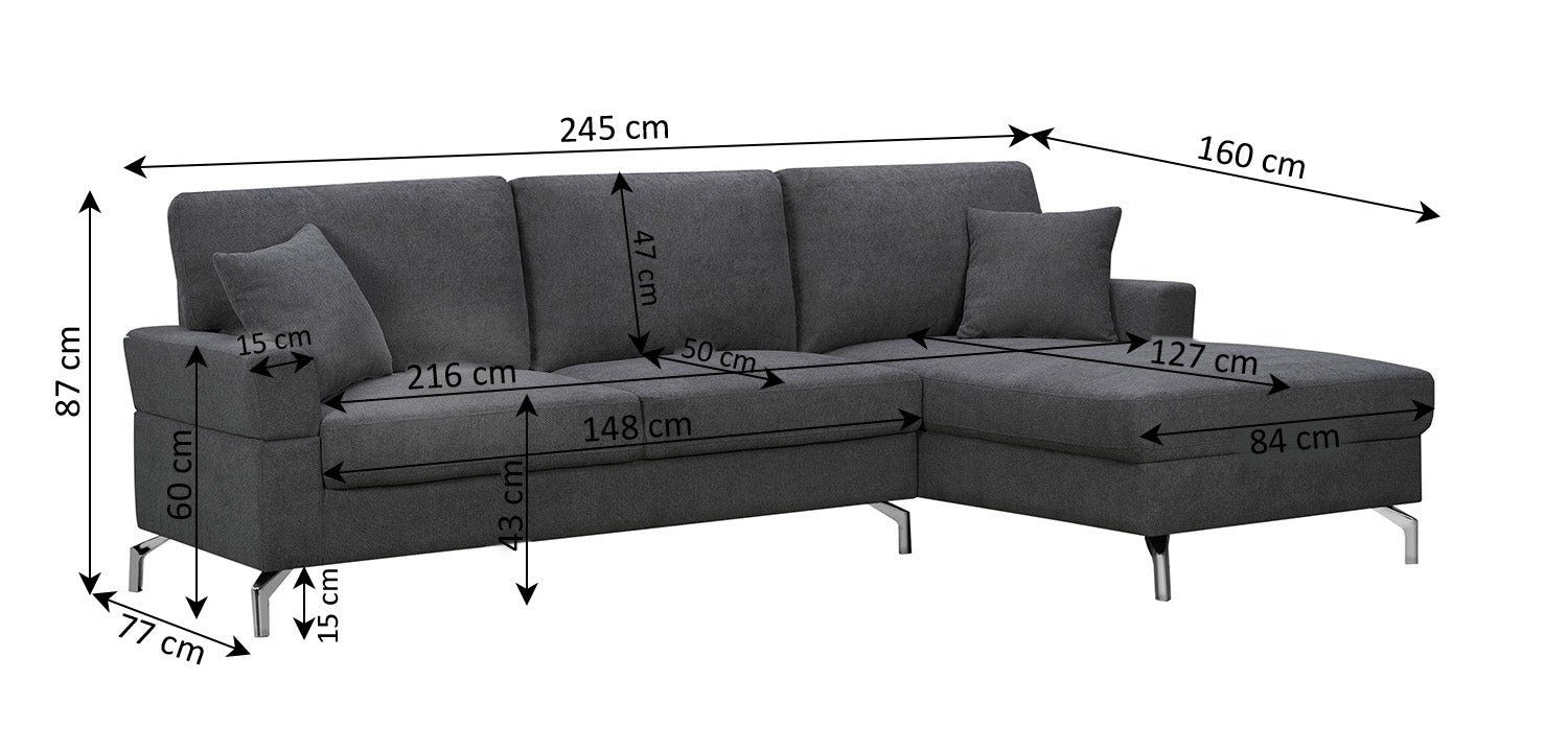 Sofa Chaise Longue Ellen 245cm