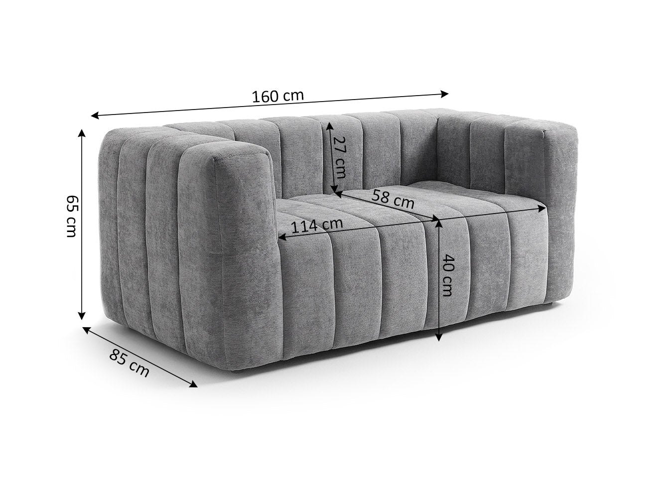 Sofa 2 Plazas Moderno Liana 160cm
