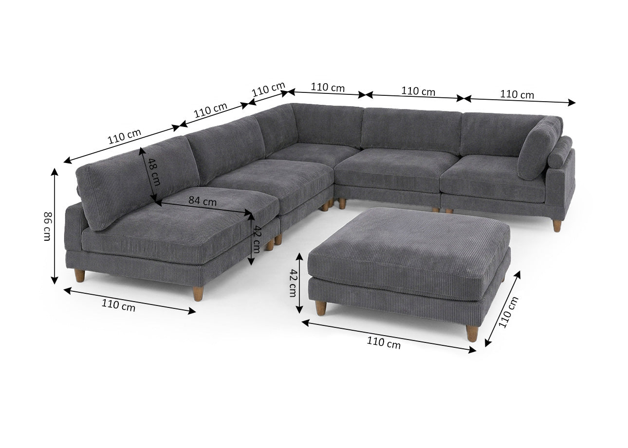 Sofa Rinconera Modular 6 Plazas Gris
