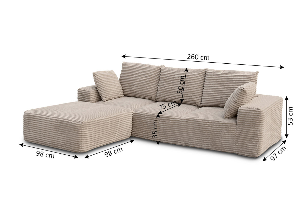 Sofa Chaise Longue Modular Rosy 260cm