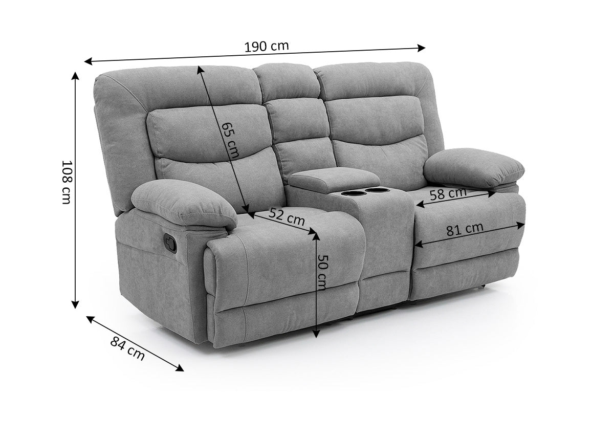 Sofa Reclinable Manual Laurel 2 Plazas Gris