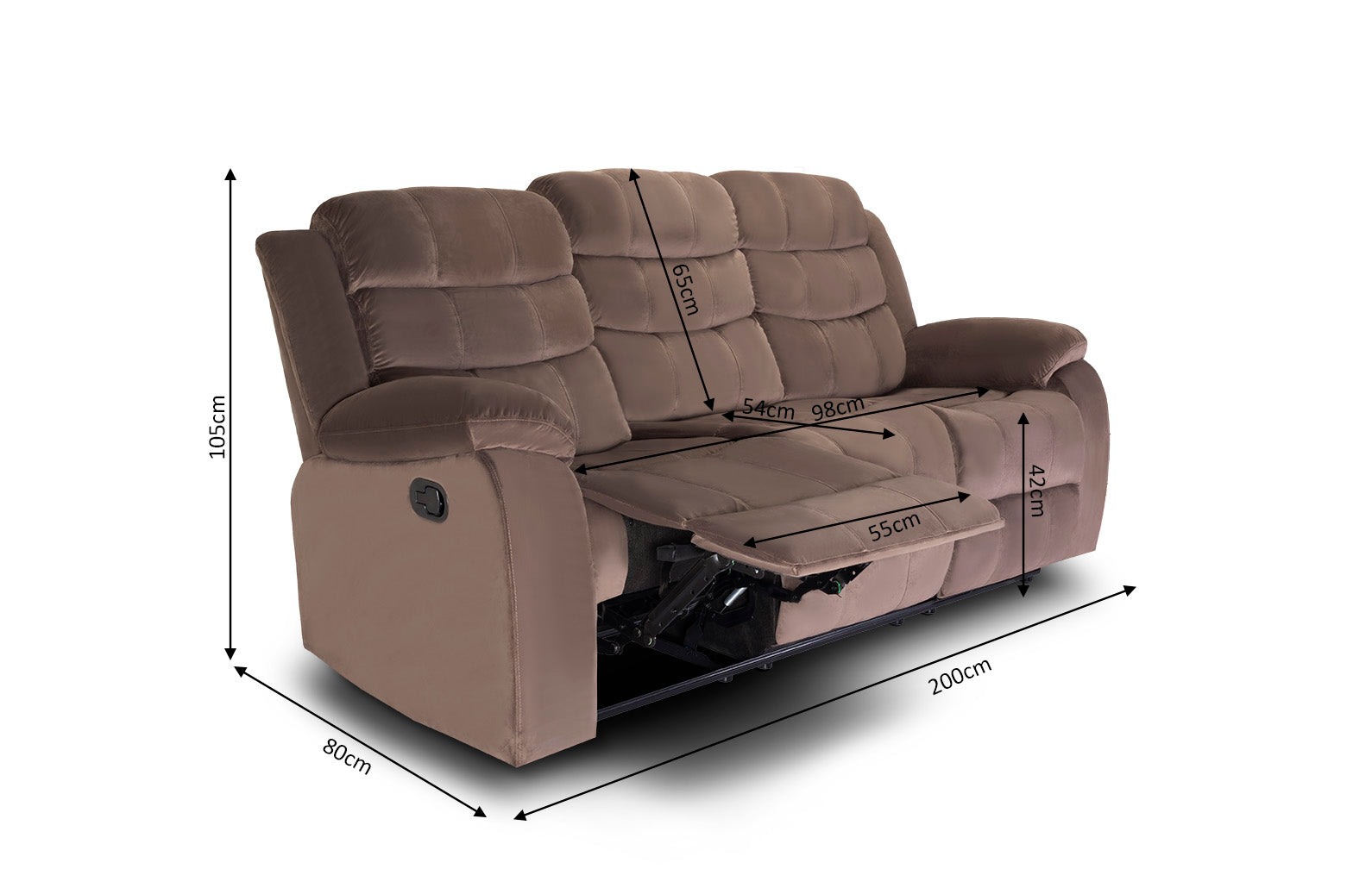 Sofa Reclinable Manual Grace 3 Plazas Marron