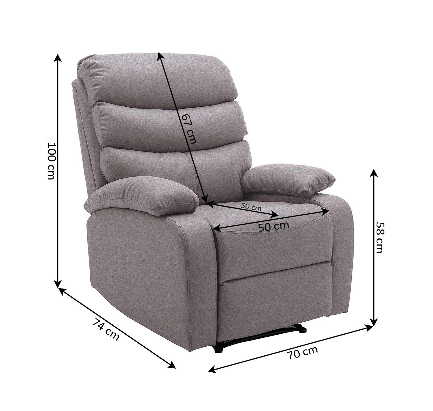 Fauteuil inclinable manuel Miami 1 place marron