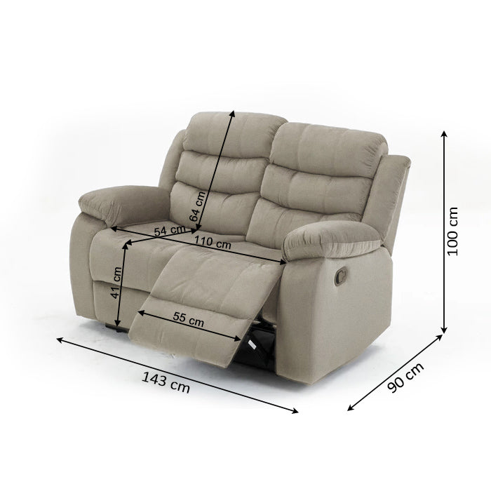 Sofa Reclinable Manual Houston 2 Plazas Gris