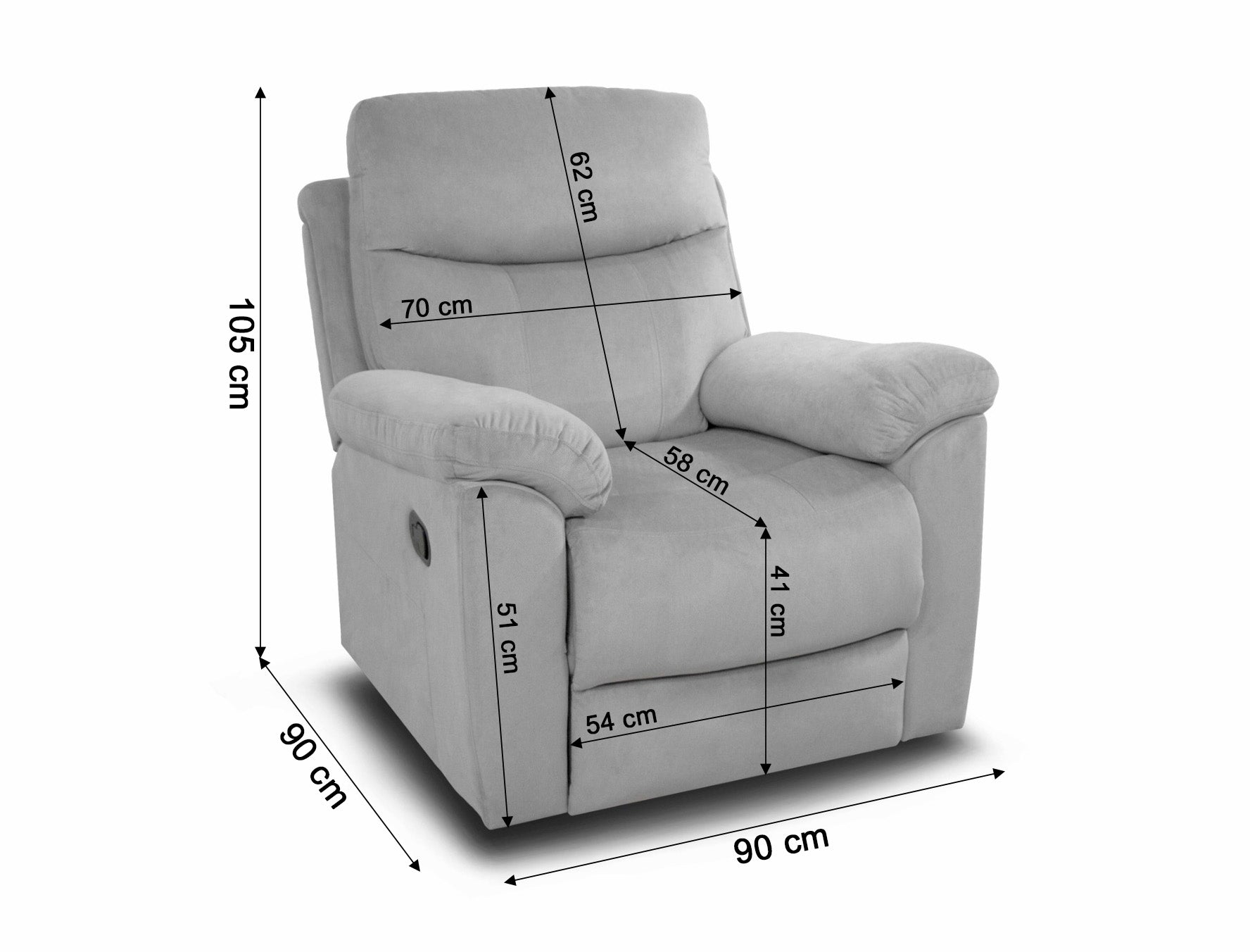 Fauteuil inclinable manuel Texas 1 place gris