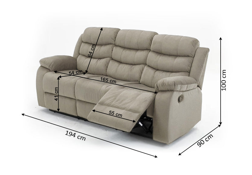 Sofa Reclinable Manual Houston 3 Plazas Gris