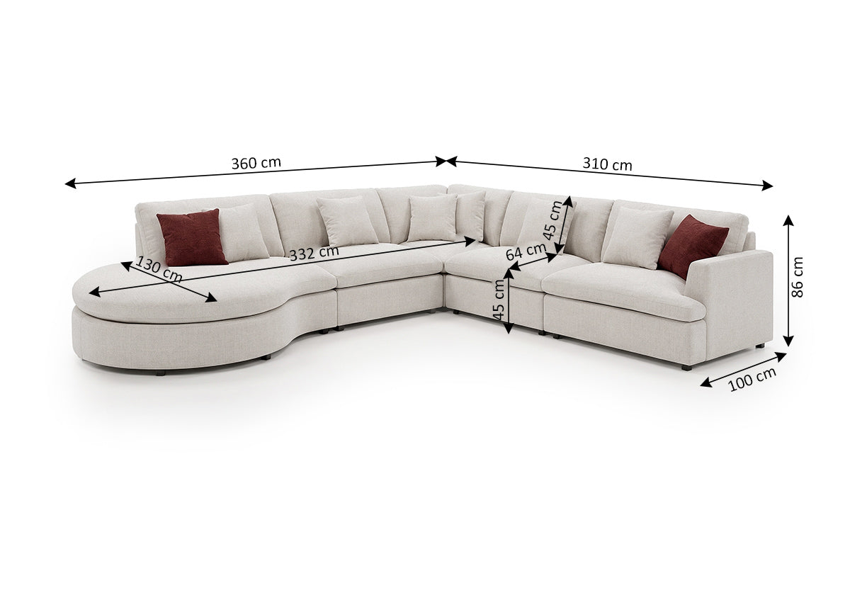 Sofa Rinconera Chaise Longue Round 360cm