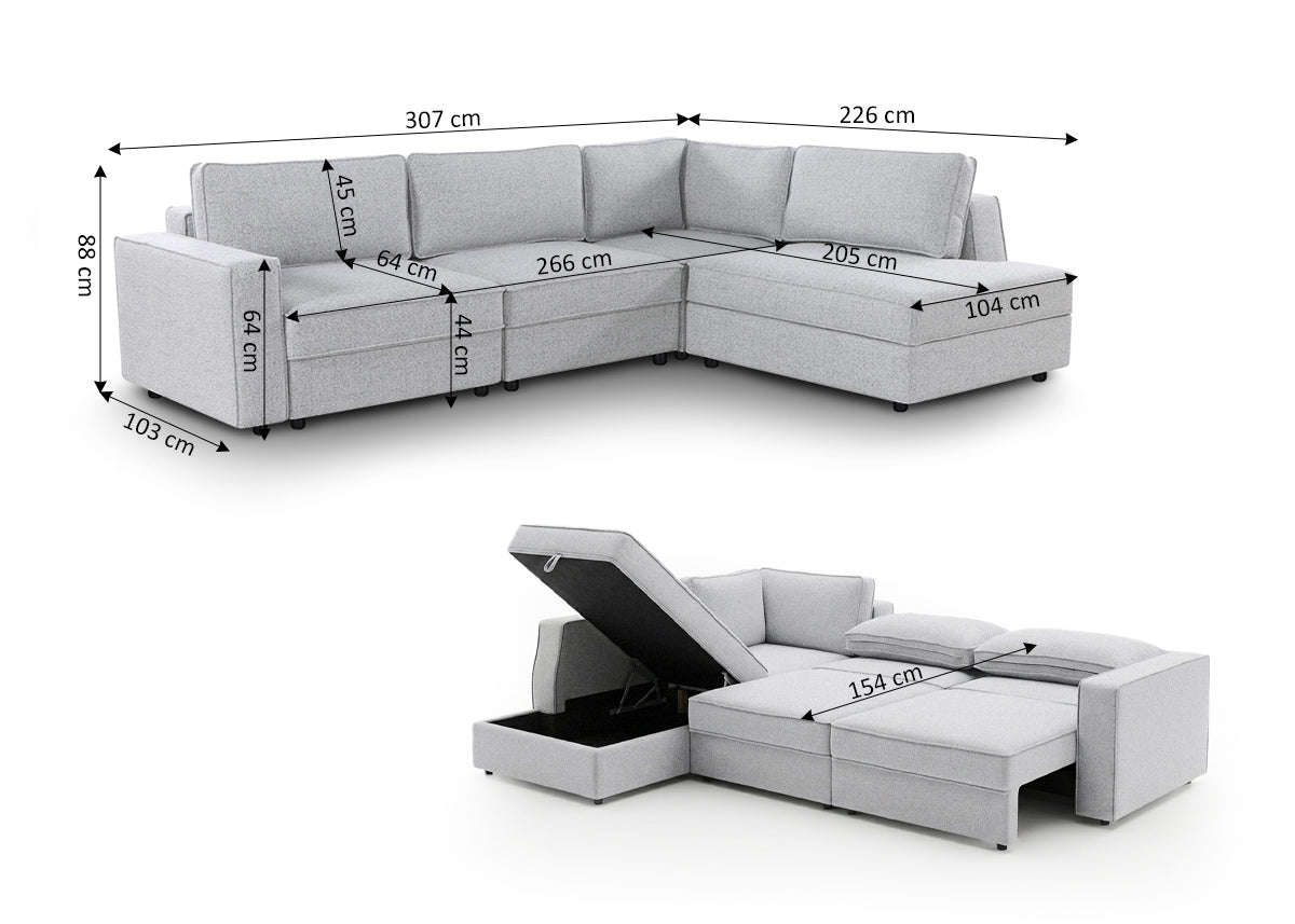Mega Sofa Cama Rinconera Enoc con Arcon 307cm