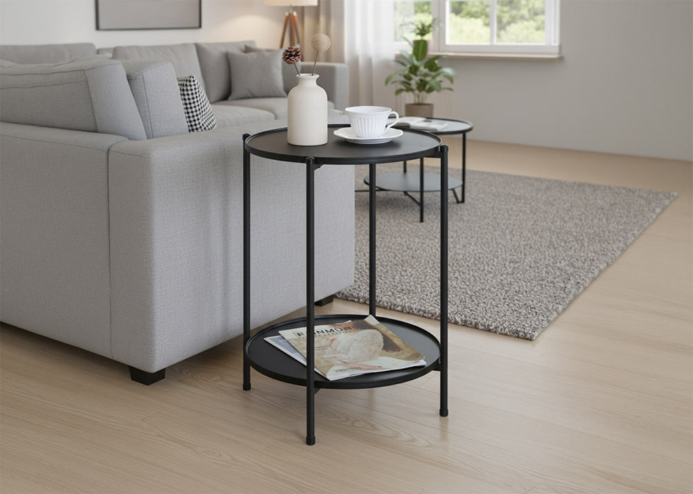 Mesa Auxiliar Redonda Nancy Diseño Industrial Negro