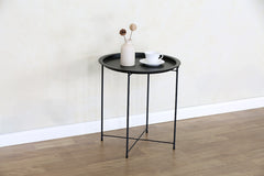 Mesa Auxiliar Redonda Nancy Industrial Color Negro