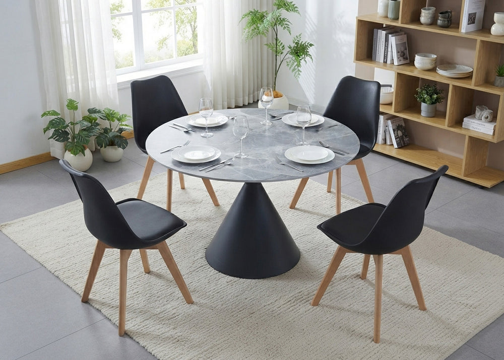 Mesa Redonda de Comedor Alma con Acabado Marmol 120cm