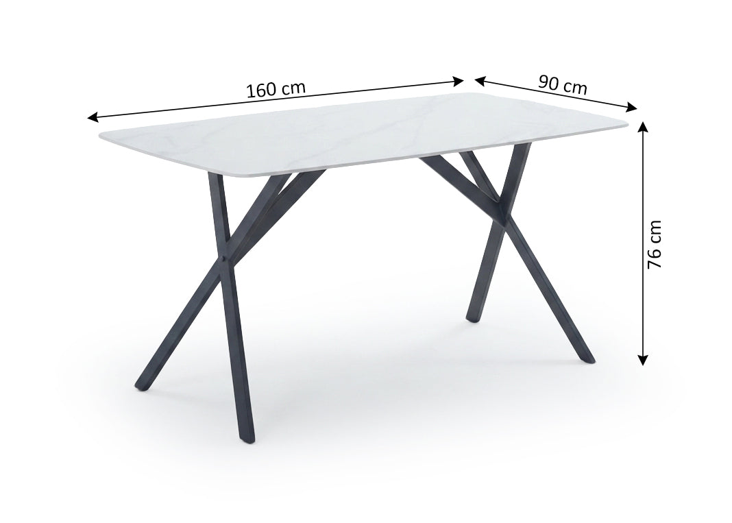 Mesa Fija Tere con Acabado Marmol 160cm. Comedor o Cocina