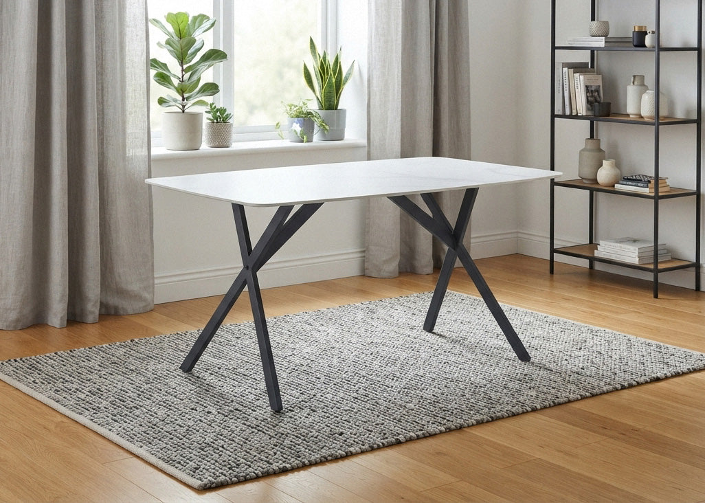 Mesa Fija Tere con Acabado Marmol 160cm. Comedor o Cocina