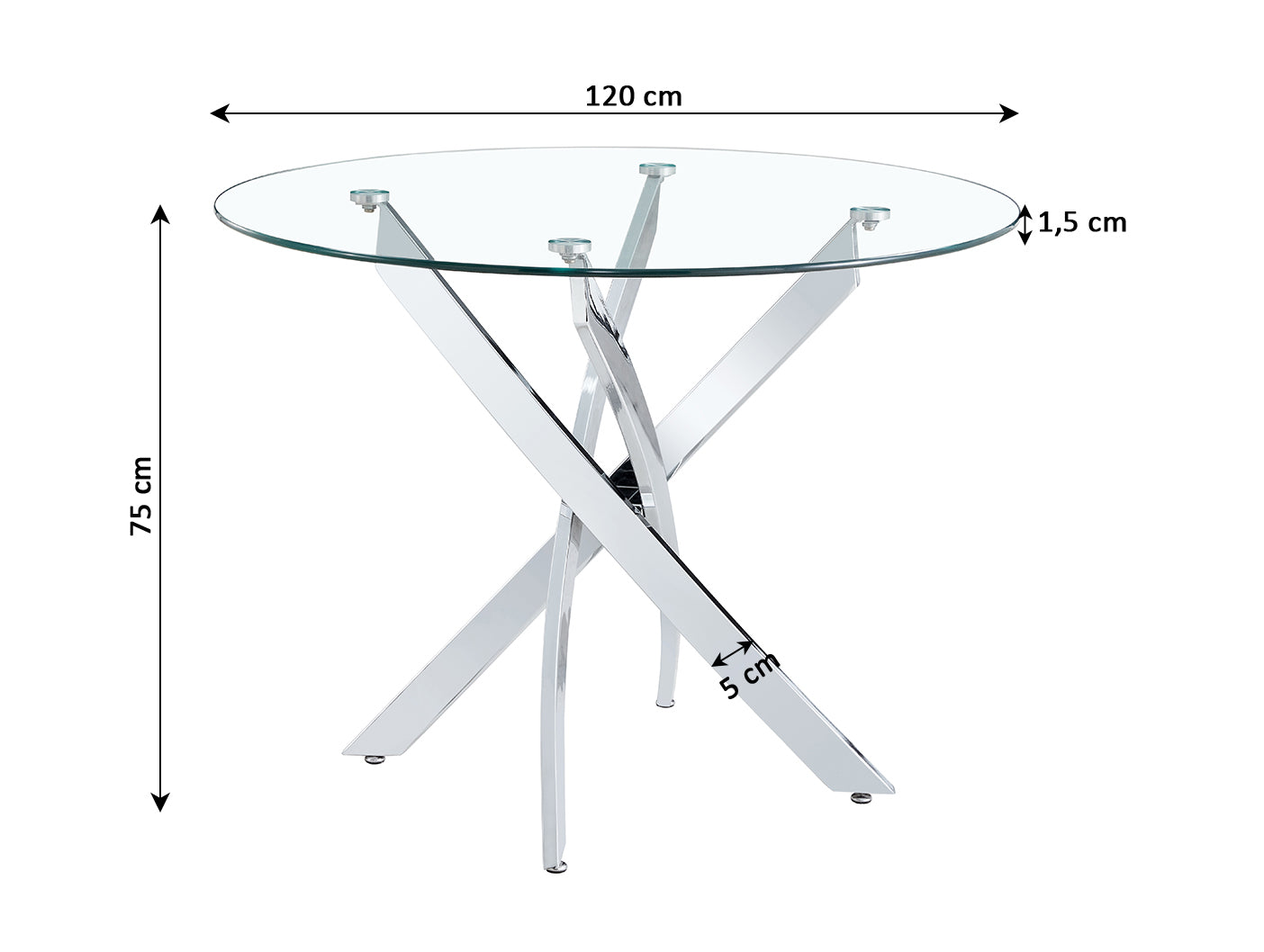 Mesa Redonda de Cristal Templado DT 120cm. Comedor o Cocina