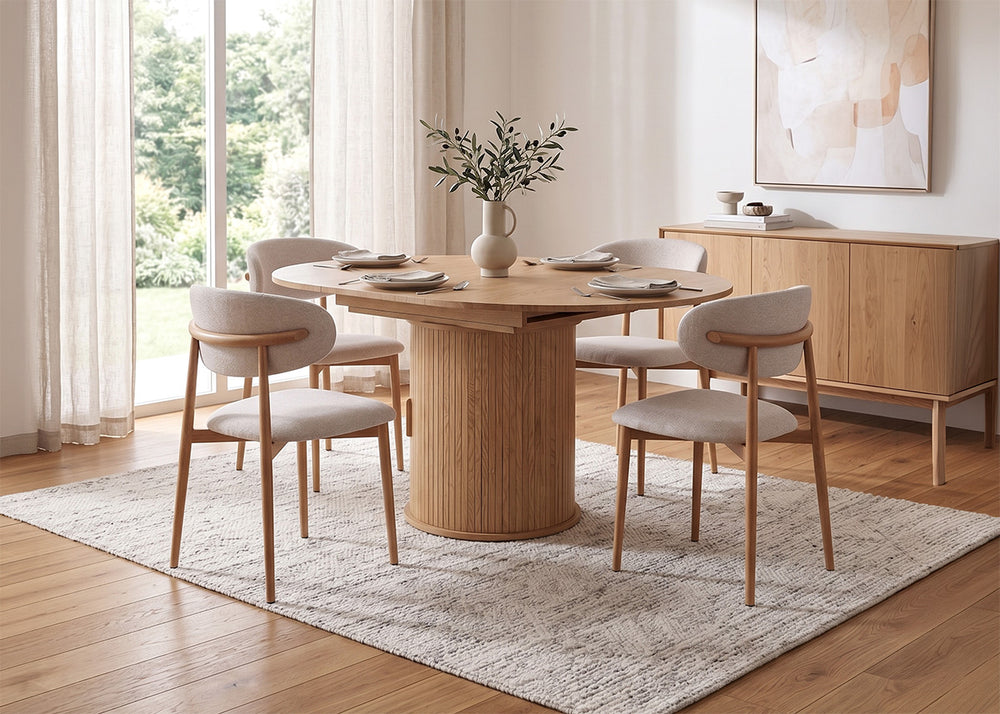 Mesa Redonda Extensible Vigo 150cm. Comedor o Cocina