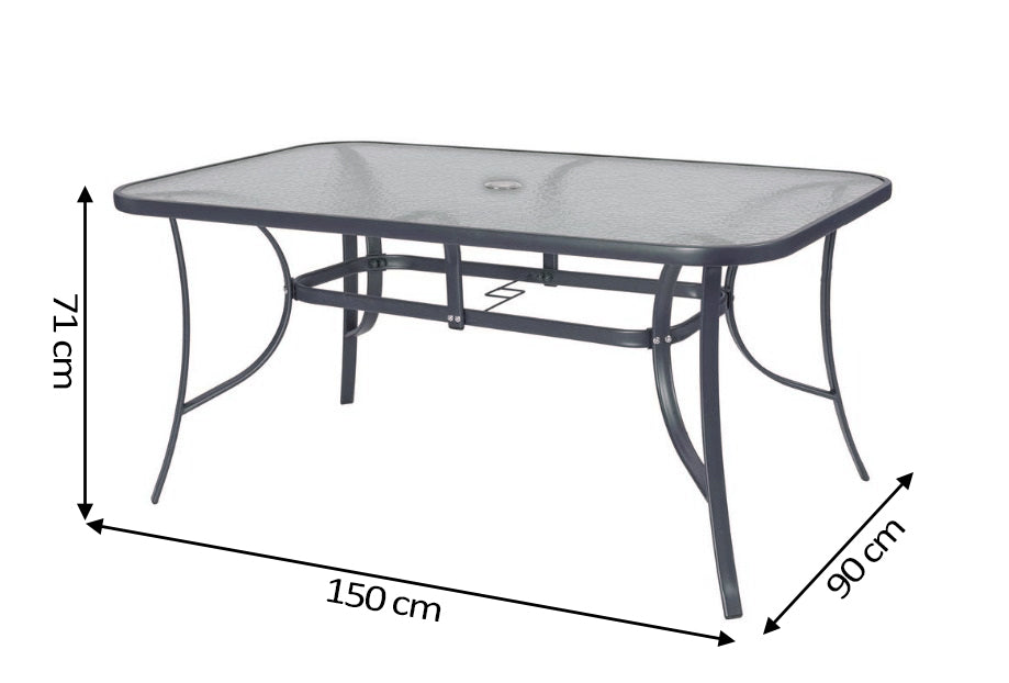 Mesa de Cristal Templado + 6 Sillas. Muebles de Jardin y Terraza