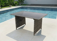 Mesa de Jardin Ratan PE y Cristal Templado. Muebles de Jardin y Terraza