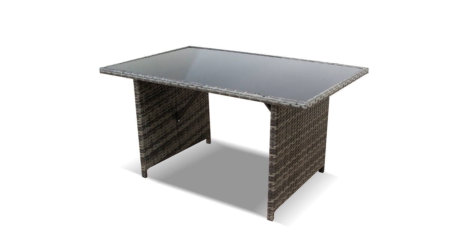 Mesa de Jardin Ratan PE y Cristal Templado. Muebles de Jardin y Terraza