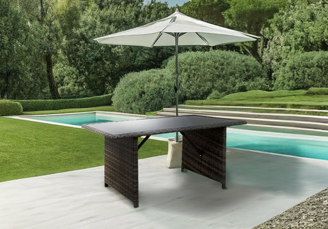 Mesa de Jardin Ratan PE y Cristal Templado. Muebles de Jardin y Terraza