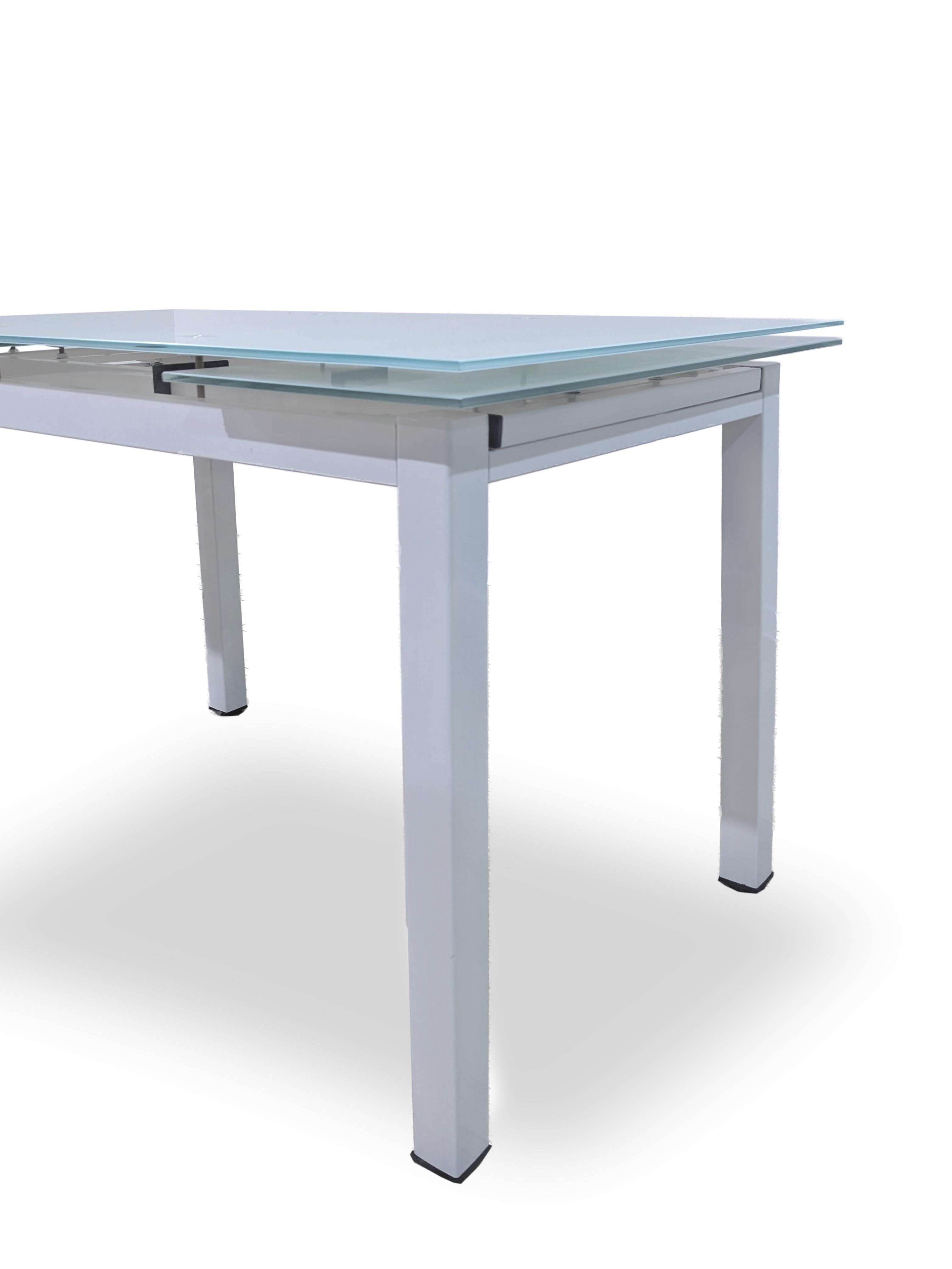 Mesa de Cristal Extensible 170cm + 6 Sillas Polipiel