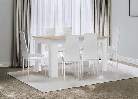 Pack Mesa de Comedor o Cocina + 6 Sillas en Polipiel/metal