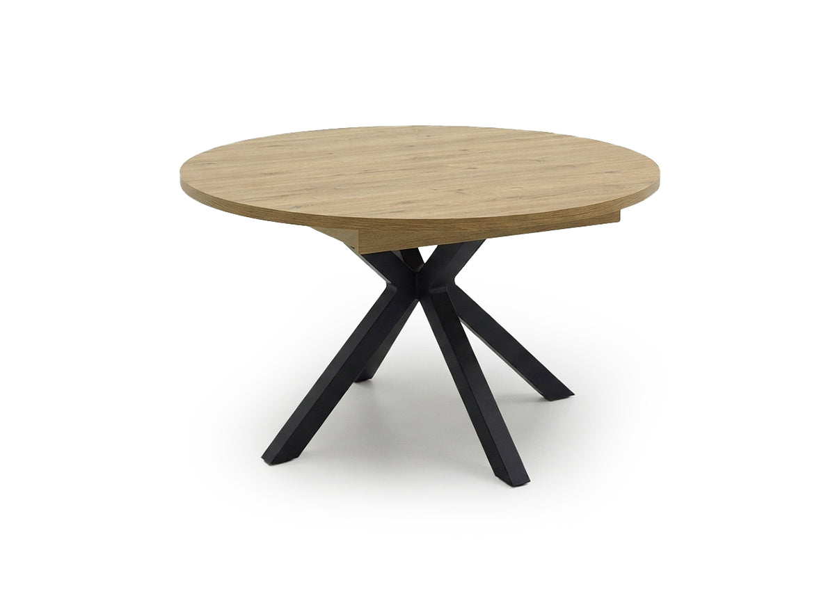 Pack Mesa Redonda Extensible Dalia + 4 Sillas Negras. Comedor o Cocina