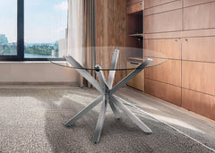 Mesa Redonda de Cristal Templado Aurora 120cm. Comedor o Cocina