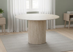 Mesa Redonda Petra Efecto Marmol 120cm. Comedor o Cocina