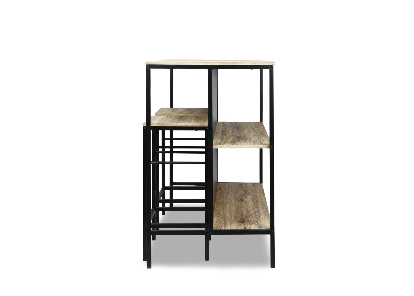 Mesa de Bar en Madera y Metal + 2 Taburetes Nancy, Diseño Industrial