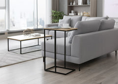 Mesa Auxiliar Lateral en Madera y Metal Nancy, Estilo Industrial